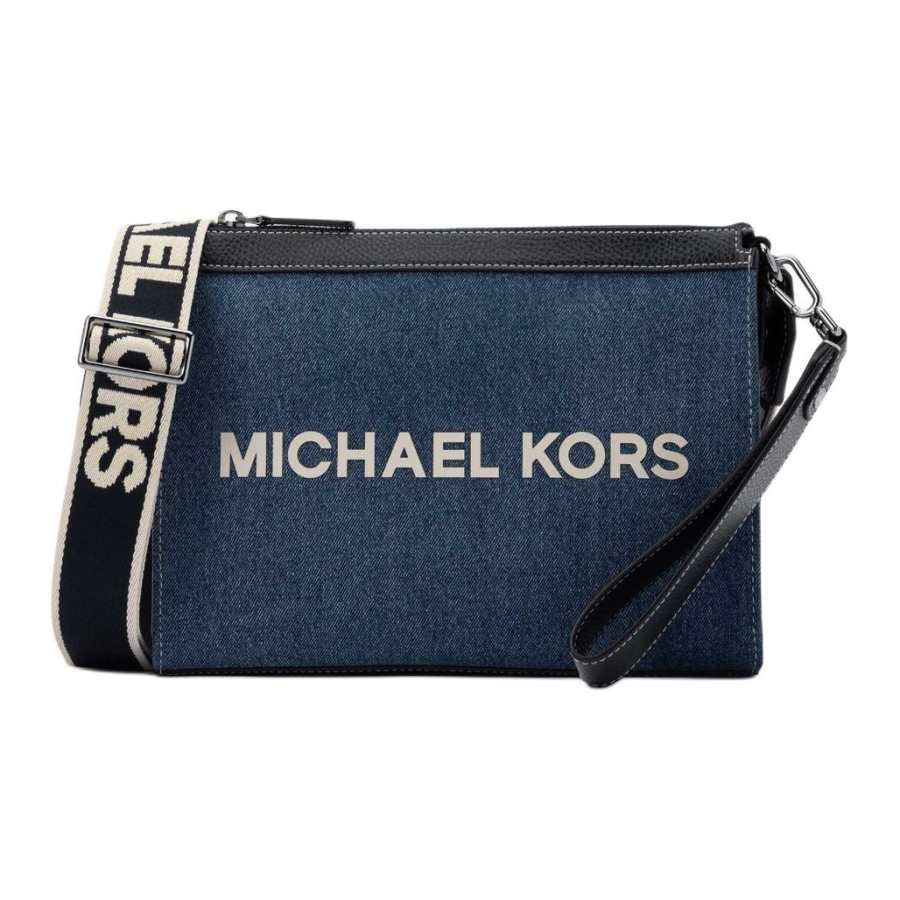 MICHAEL KORS COOPER Cotton Shoulder Bag, Crossbody Bag Men's Washed Blue