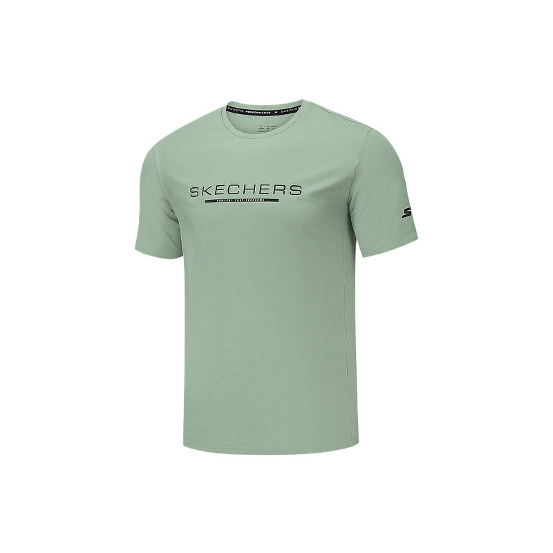 Skechers T Shirts Men's Field Green 0473 Crew Neck Moderate