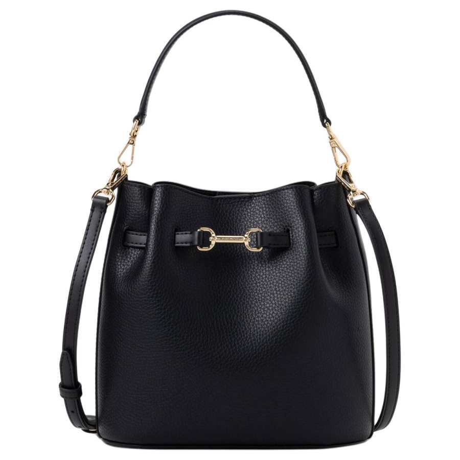 MICHAEL KORS Carson Cow Leather Bucket Bag Handbag Small Women's Black
