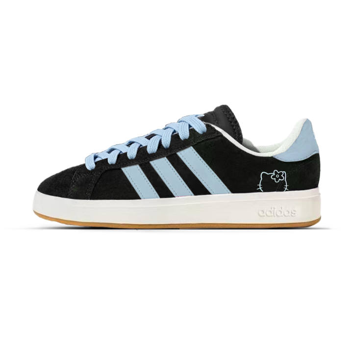 Adidas Adidas Grand Court Base 00s Blue Pink Kitty Synthetic Leather, Split Cow Leather Abrasion Resistant