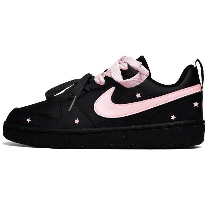 Nike Nike Court Borough Little Xingji Leather Low top Kids' Skateboarding Shoes Black Pink Unisex