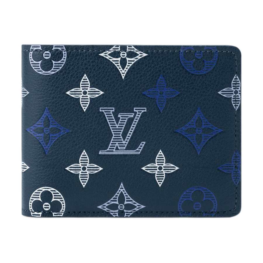 LOUIS VUITTON LOUIS VUITTON Multiple Monogram Shadow Cow Leather Wallet Men's Dark Blue