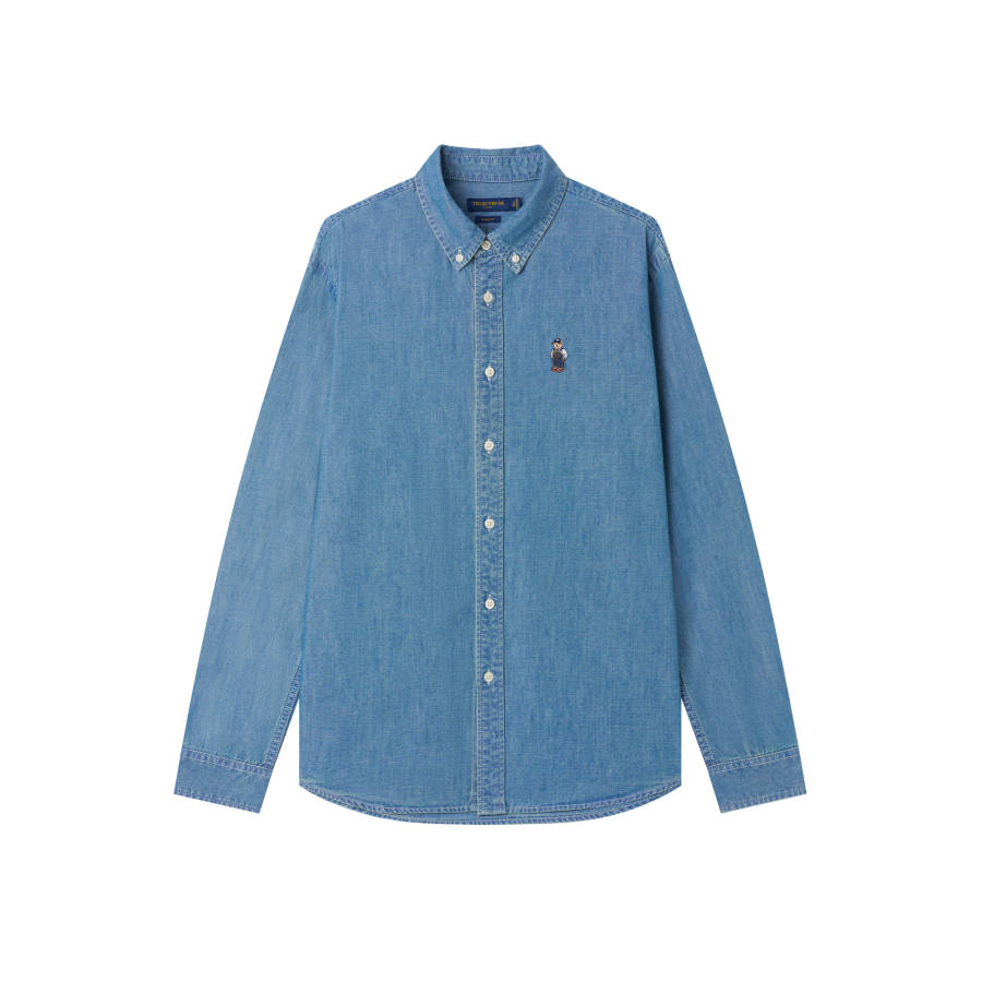 Teenie Weenie Men Shirts Unisex Denim Pointed Collar Moderate Denim