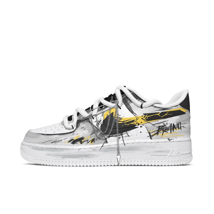 Nike Nike Air Force 1 Cow Leather Abrasion Resistant Low top Skateboard Shoes Men's Yellow