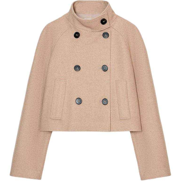 ZARA Coats Women's Tan Stand Collar Moderate