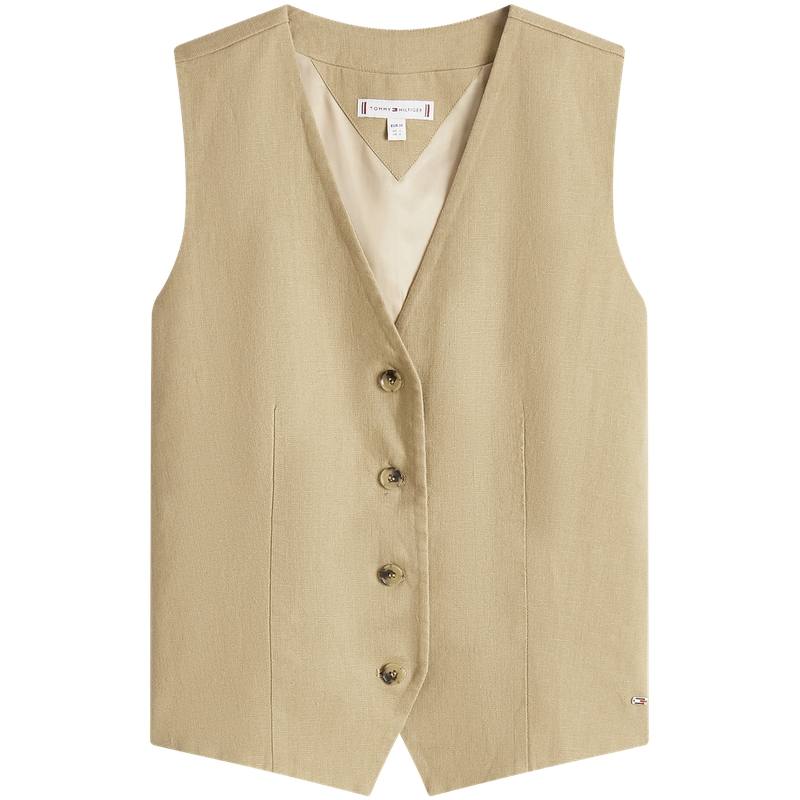 Tommy Hilfiger Vests Women's Khaki AEG V Neck Moderate Business Suit