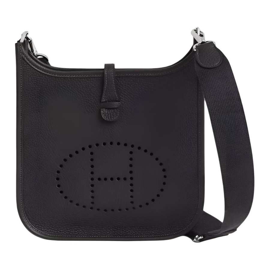HERMES Evelyne Taurillon Clemence Bullock Leather Crossbody Bag, Shoulder Bag 23 Women's 89 Noir Black