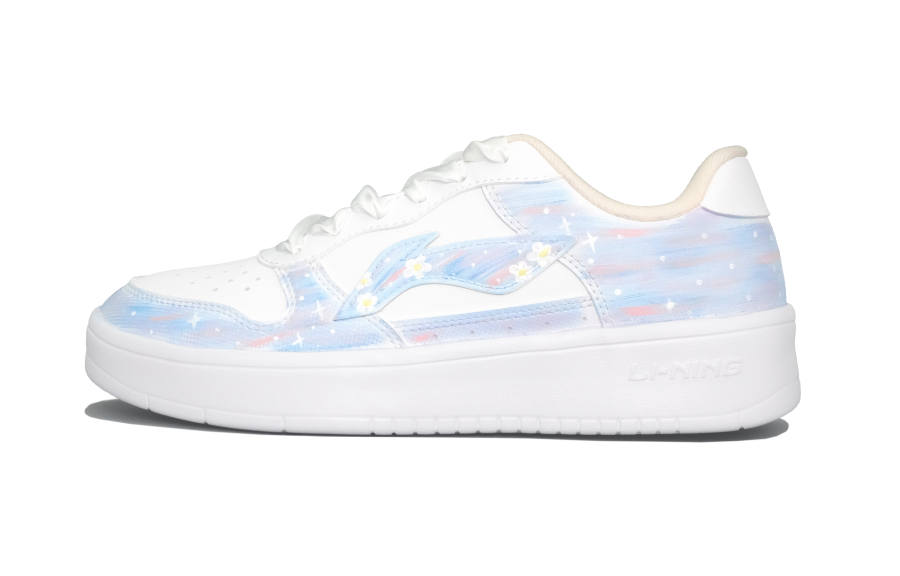 Li-Ning Li Ning Floating Boat Abrasion Resistant Lightweight Low top Skateboard Shoes Women's Blue White