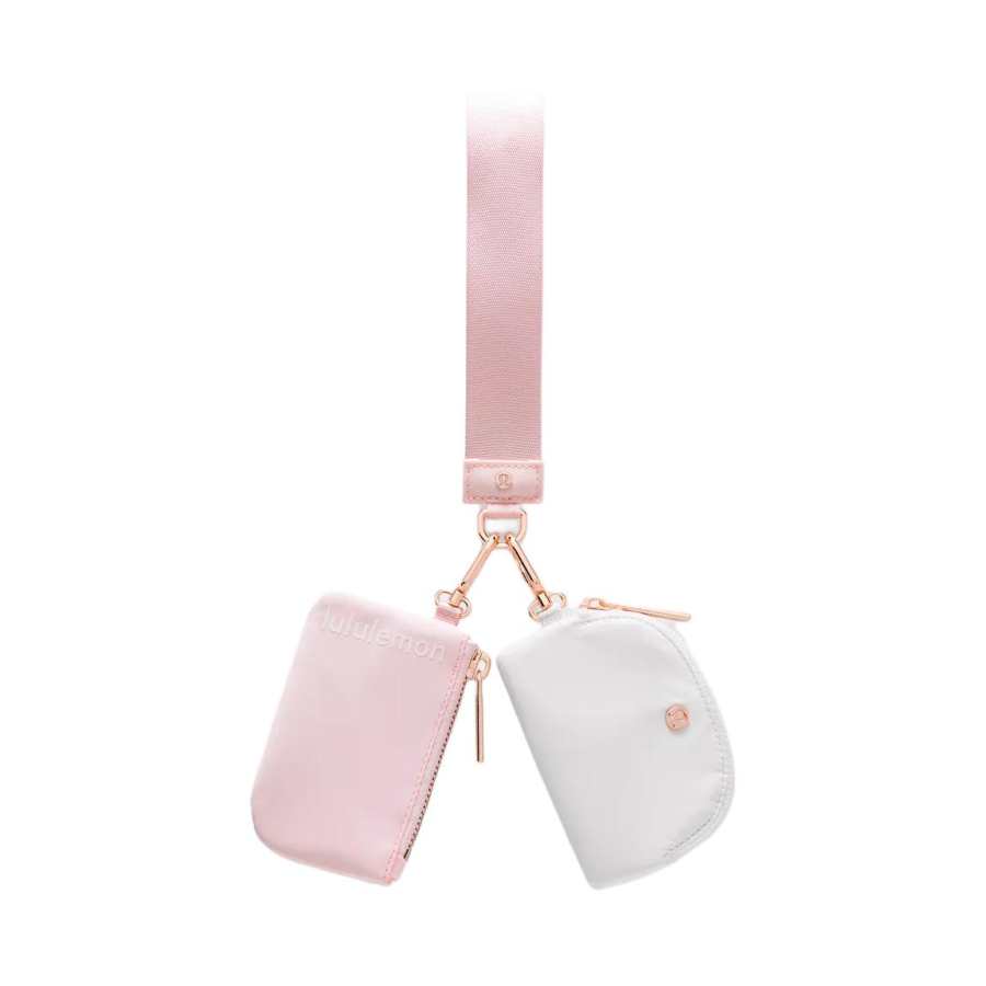 Lululemon Recycled Nylon Wrist Coin Purse Women's Pearl Pink & White & Rose Gold