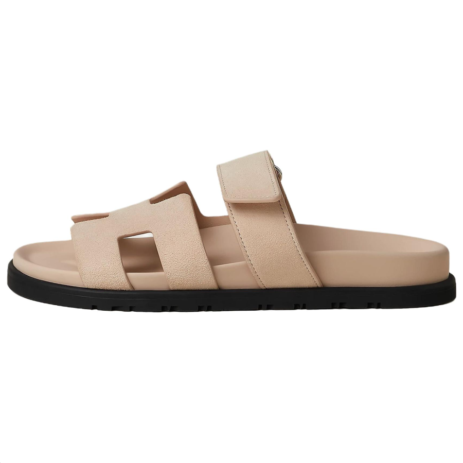HERMES Chypre Slide Slippers Women's Beige Nude