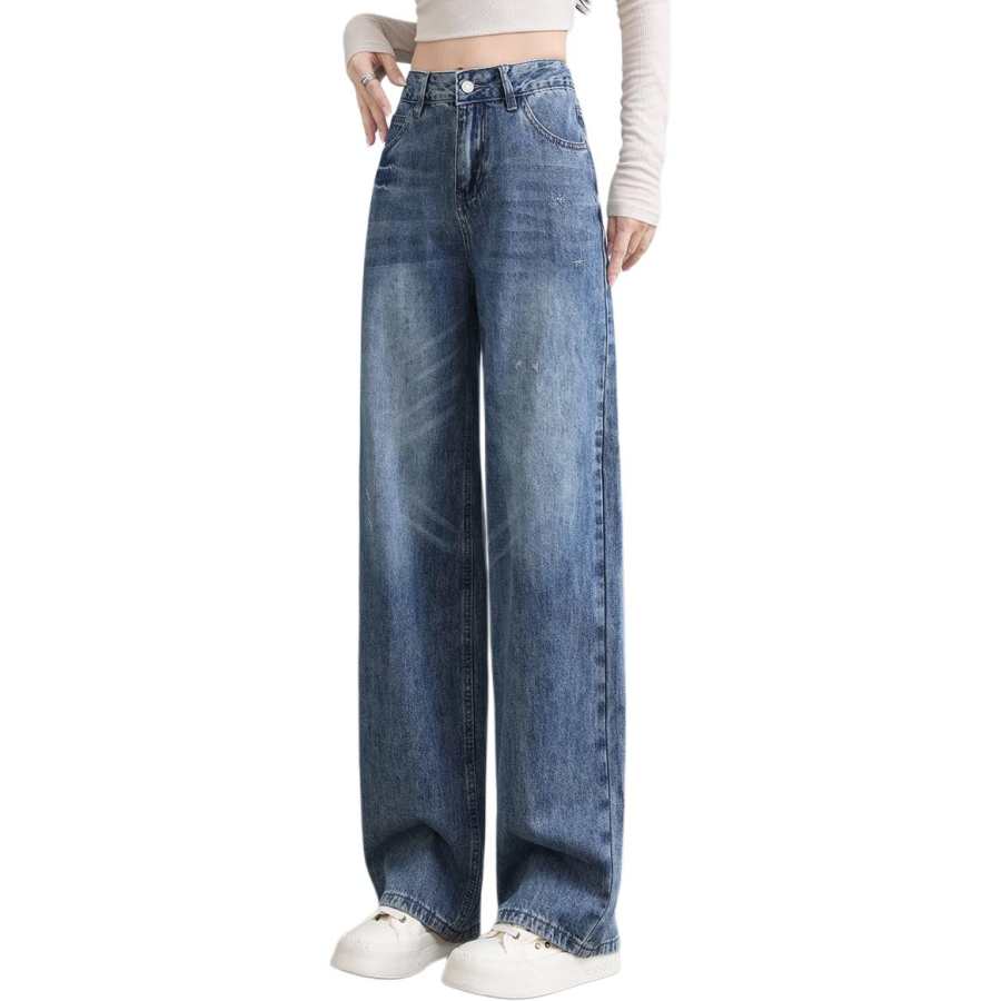 Tonlion Jeans Women's Vintage Blue Moderate Straight Fit Pants
