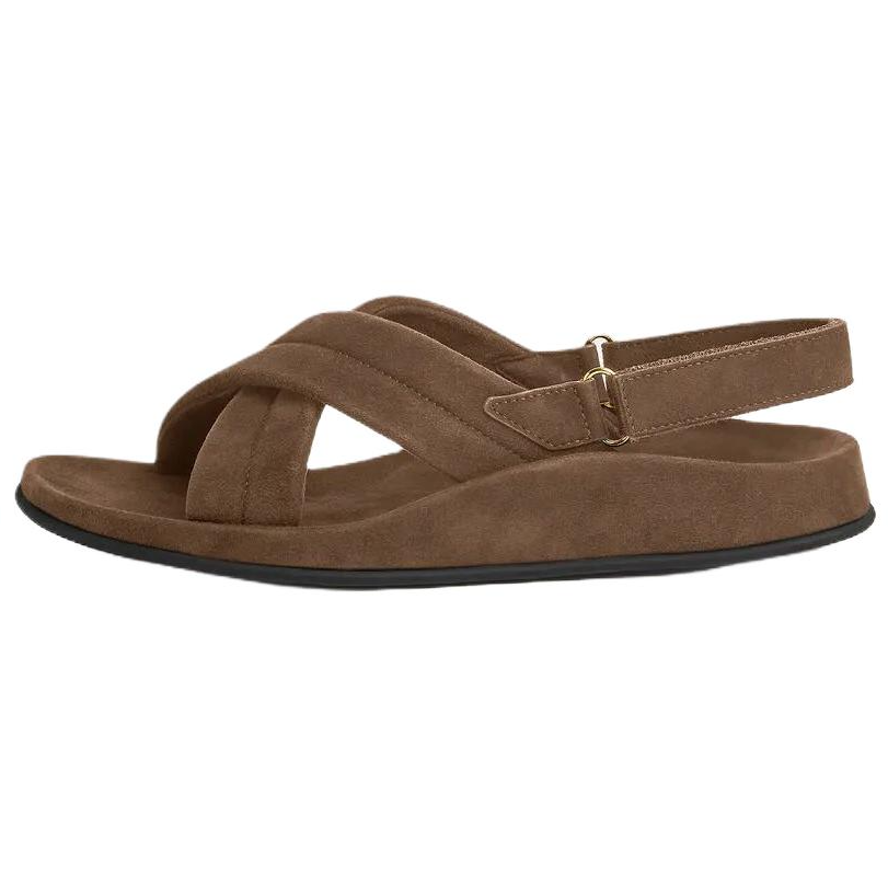 Loro Piana Hector One Strap Sandals 0.5cm Women's Mocha Frost