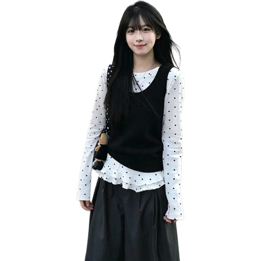Cotton Gene T Shirts Women's Vest Shirt Crew Neck Thin Two Piece Set