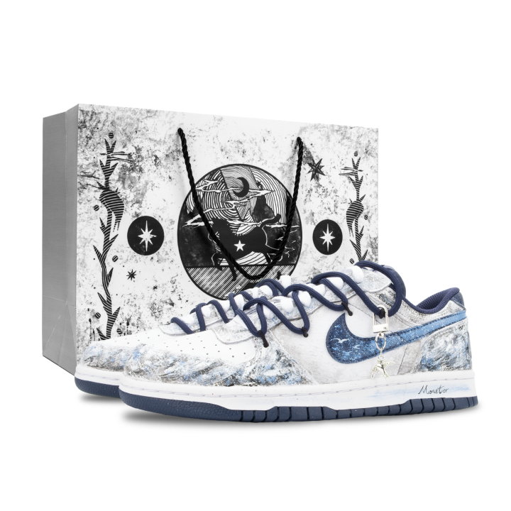 Nike Nike Big Low Lux Monster Lab, Misty Blue River Slip Resistant Abrasion Resistant Low top Skateboard Shoes Unisex