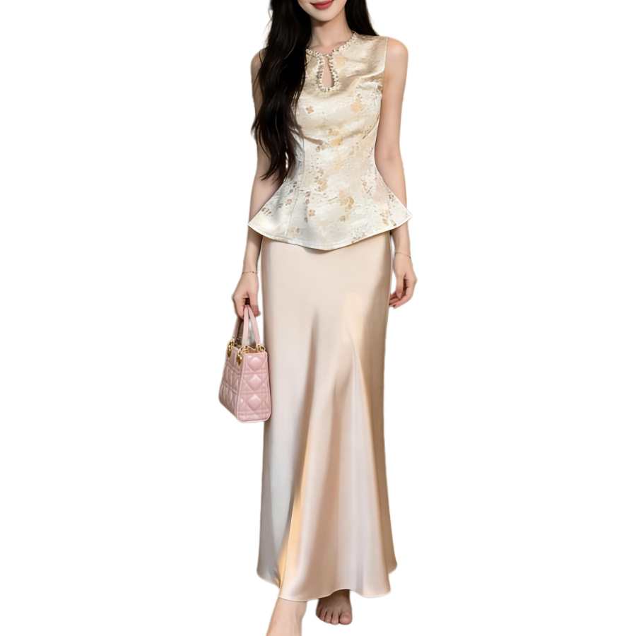 JBBCN Two Piece Skirt Sets Women's Stand Collar Moderate Long
