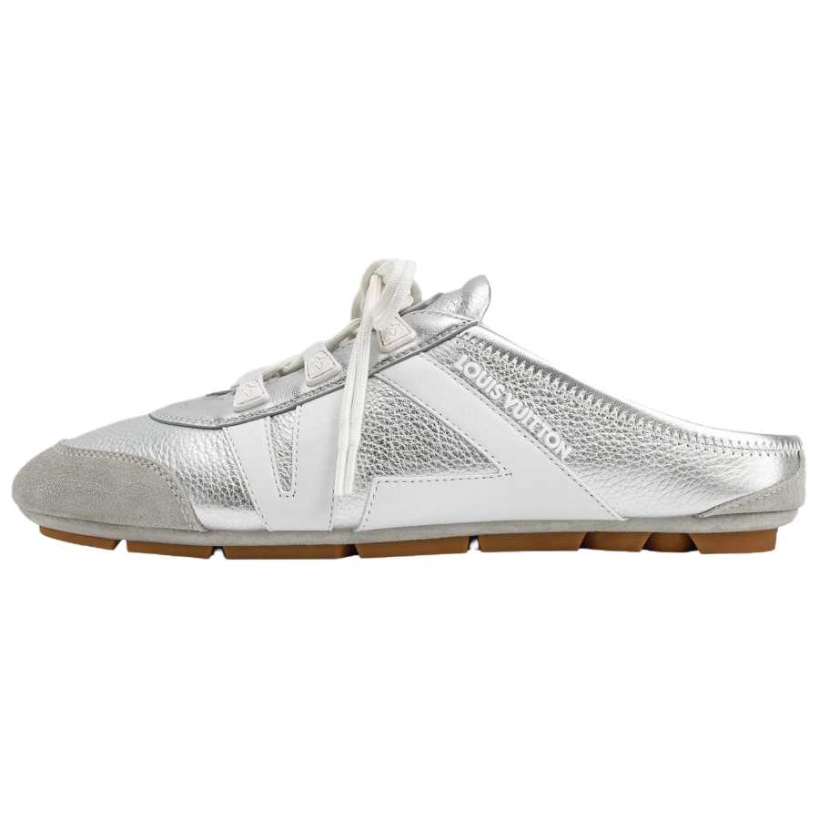 LOUIS VUITTON Closed Toe Slippers Women's Silver