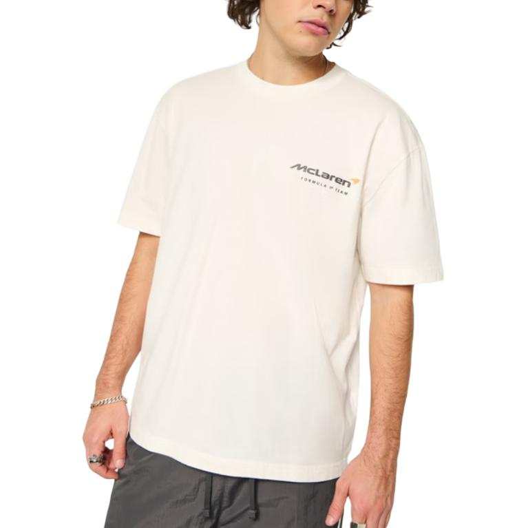 Hollister/ T Shirts Men's Ecru Crew Neck Moderate