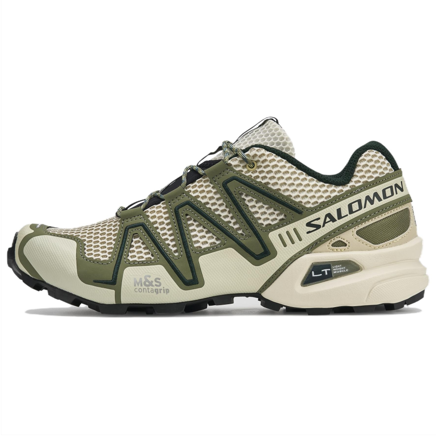 SALOMON Speedcross 3 Fabric Running Shoes Unisex Beige Green