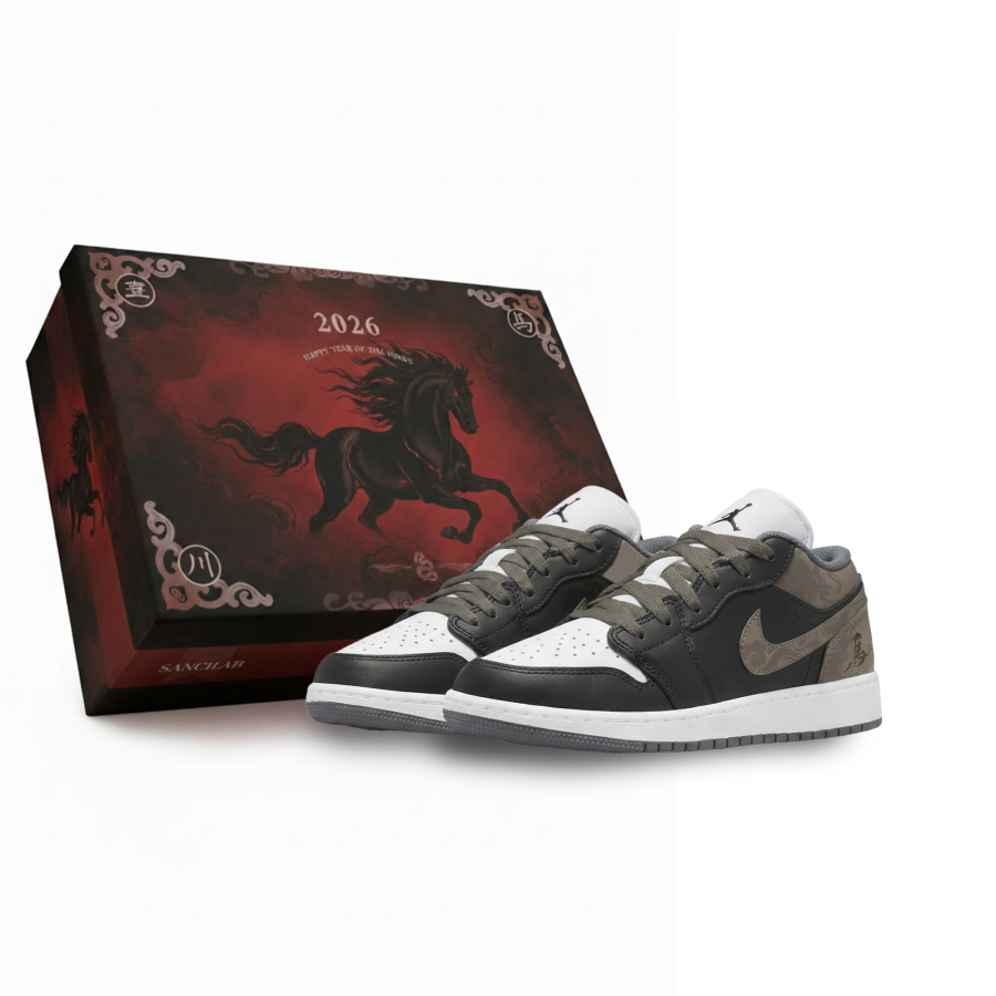 Jordan Jordan Air Jordan 1 Ink Shadow Noble Steed Slip Resistant Abrasion Resistant Low top Children's Basketball Shoes