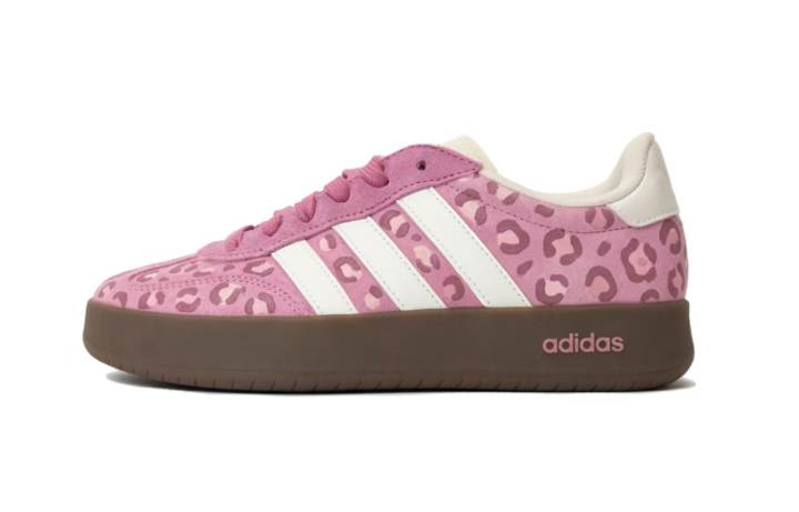 Adidas Adidas BARREDA Walking Planet, Pink Leopard Print Low top German Army Trainers Unisex Pink White