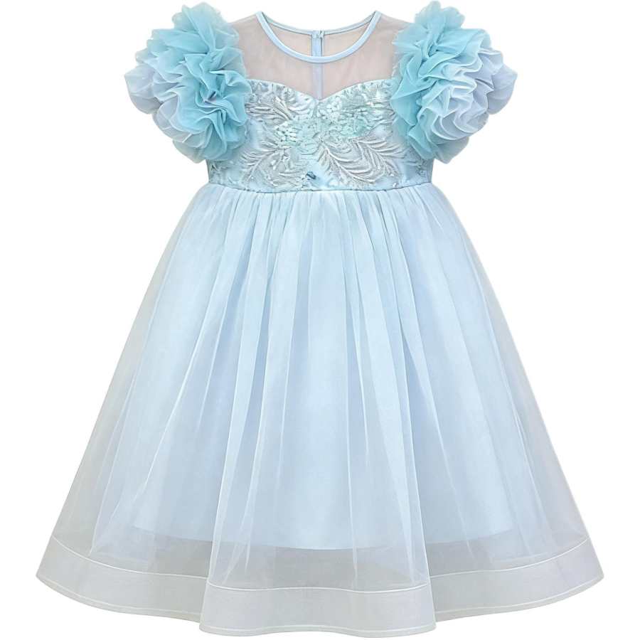 YALU Kids Dresses Low Round Neck Moderate Mid Length