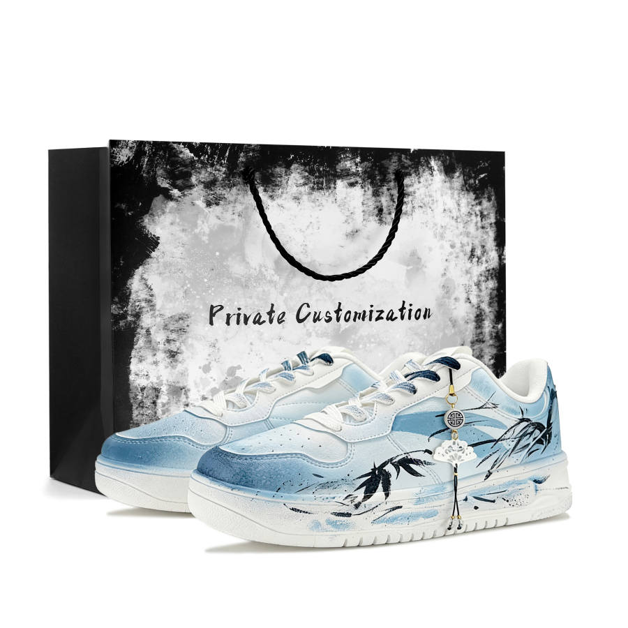Anta Easy Cyan Bamboo Shadow Synthetic Leather Cushioning Low top Skateboard Shoes Unisex