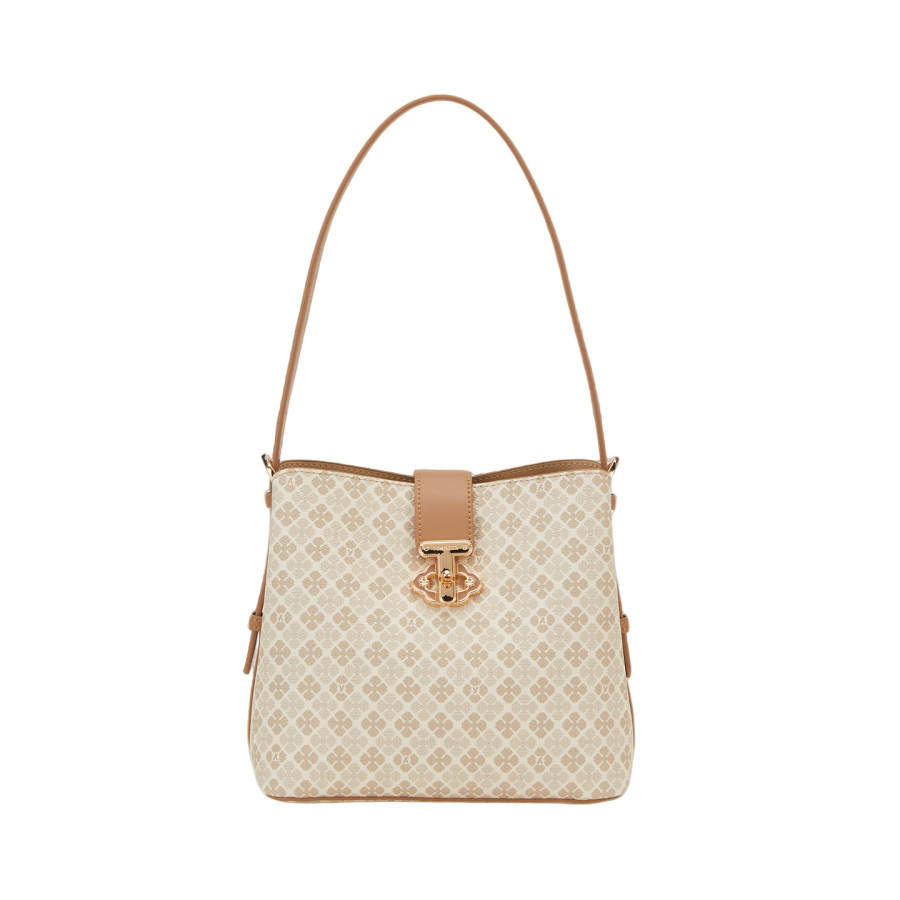 YEARCON Artificial Leather Bucket Bag, Shoulder Bag Regular Women's Ecru