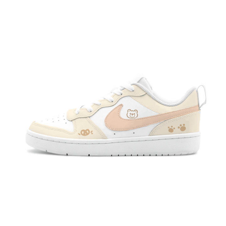 Nike Nike Court Borough 2 Cookie Bear Leather Cushioning Abrasion Resistant Slip Resistant Low top Skateboard Shoes Unisex