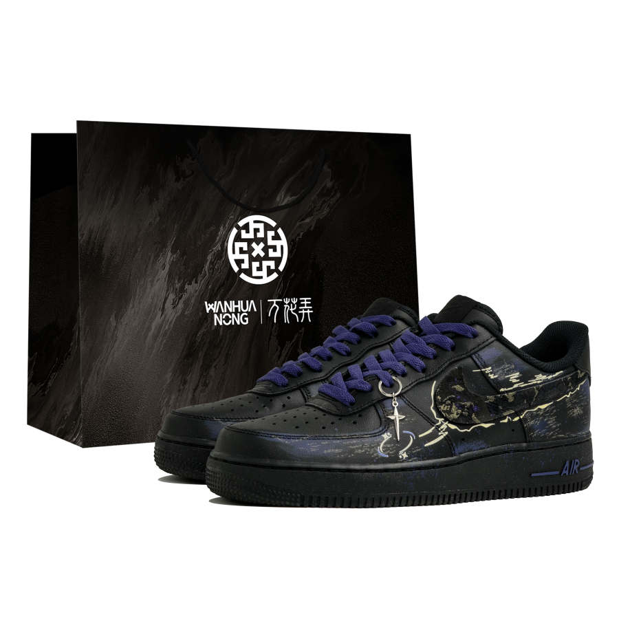 Nike Nike Air Force 1 Wan Hua Nong, Night Purple Soul, Shopping Bag Abrasion Resistant Low top Skateboard Shoes Men's