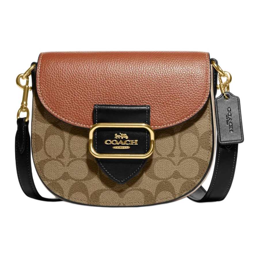 COACH Cow Leather Saddle Bag, Crossbody Bag, Shoulder Bag Small Women's Brown & Rusty