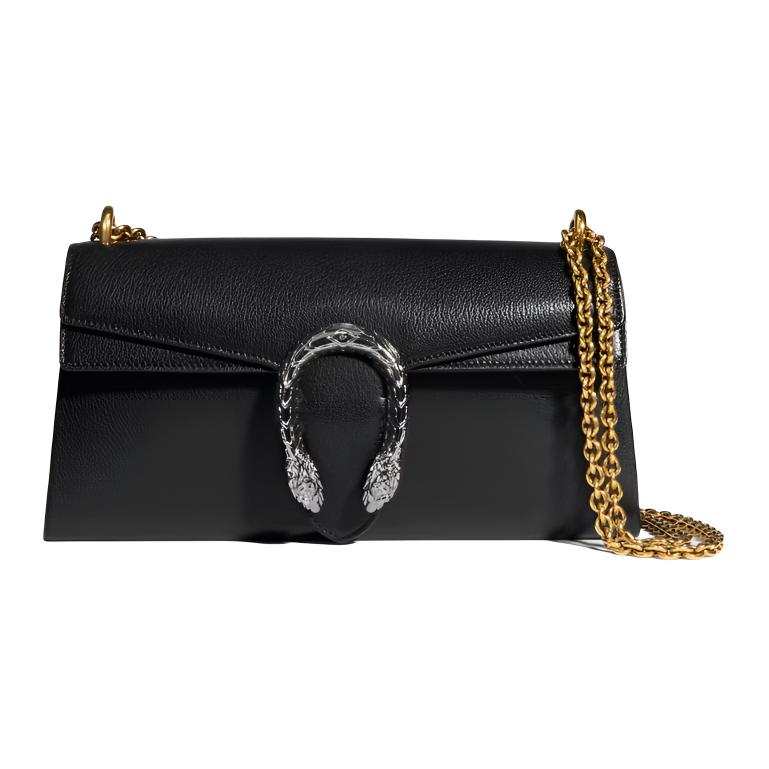 GUCCI Dionysus Pebbled Leather Crossbody Bags Medium Women's Black