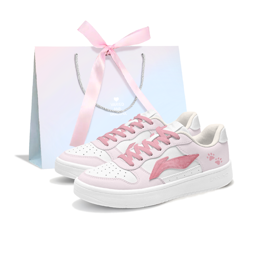 Li-Ning Li Ning Floating Boat Abrasion Resistant Slip Resistant Low top Skateboard Shoes Women's Cherry Blossom Pink
