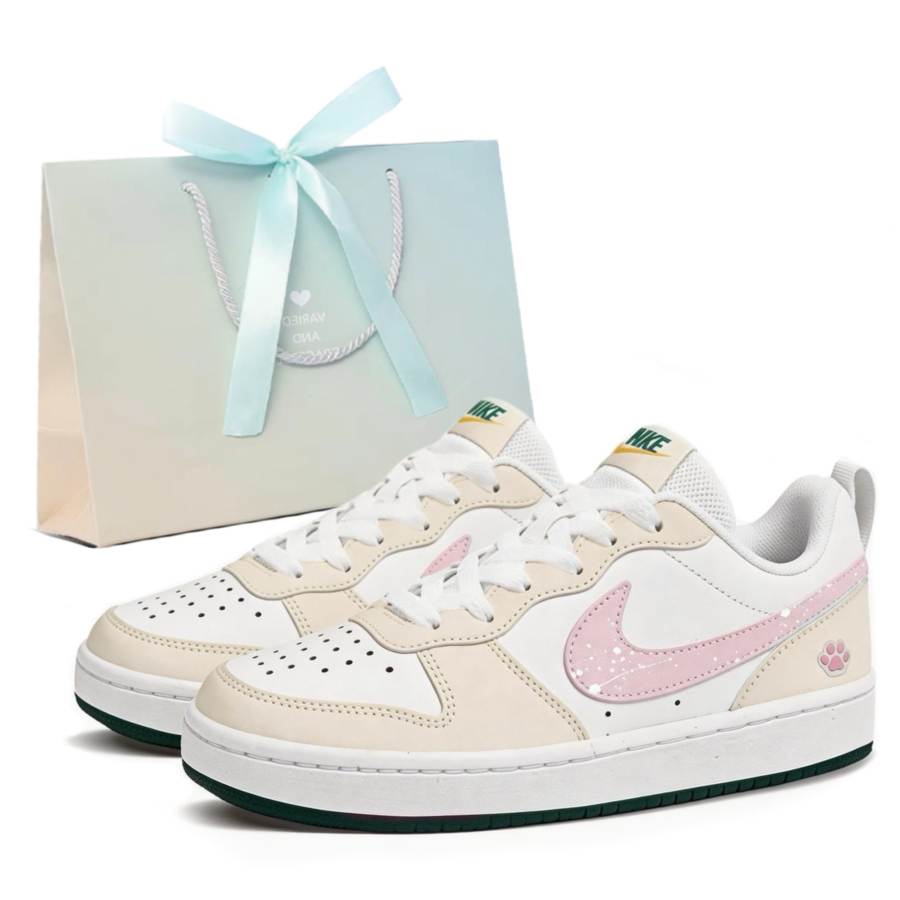 Nike Nike Court Borough Fufu Cheese, Cat Paw Detachable Leather Abrasion Resistant Slip Resistant Low top Skateboard Shoes