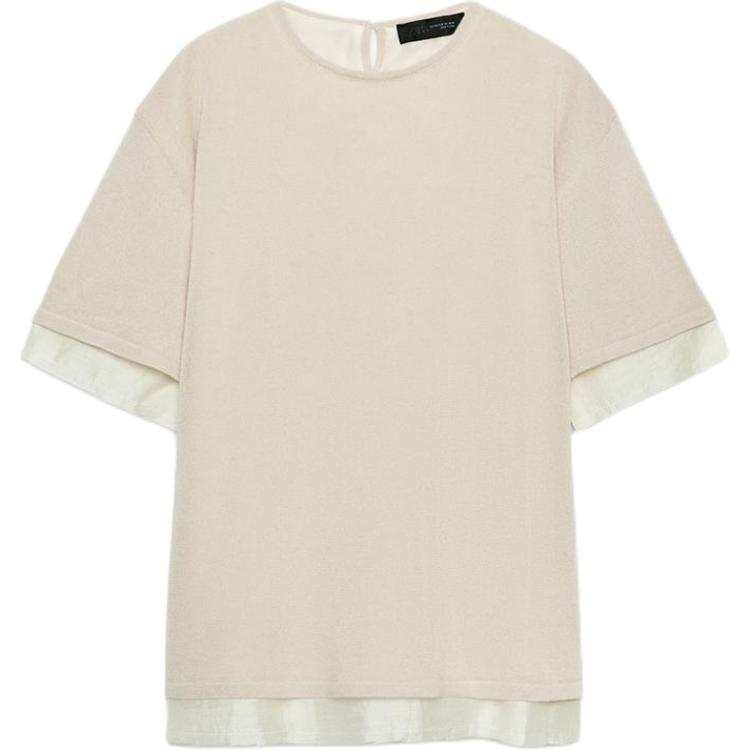 ZARA Knitwear Women's Light Beige Crew Neck Moderate