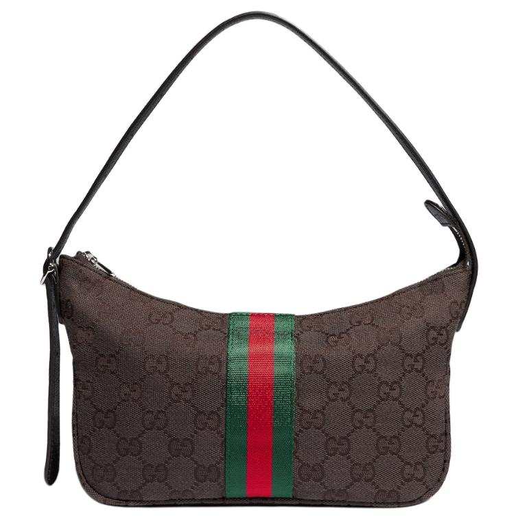 GUCCI Canvas Shoulder Bag Small Women's Dark Brown