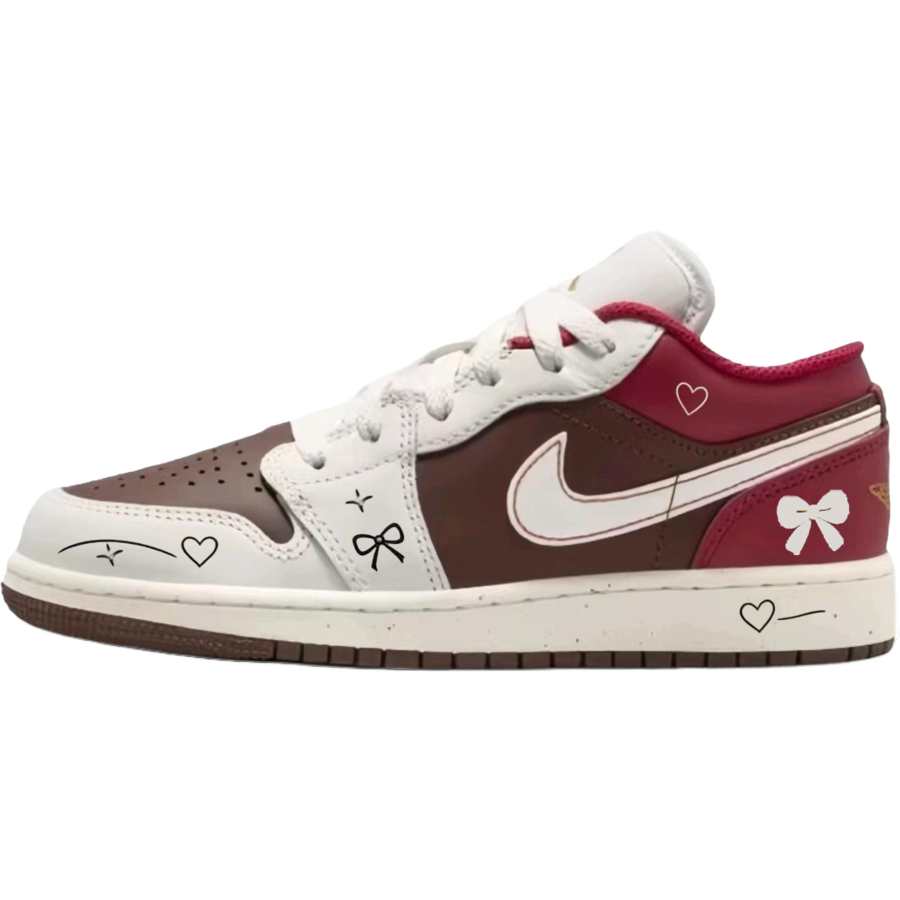 Jordan Jordan Air Jordan 1 Small Star Heart Leather Low top Children's Basketball Shoes Pink Teenagers