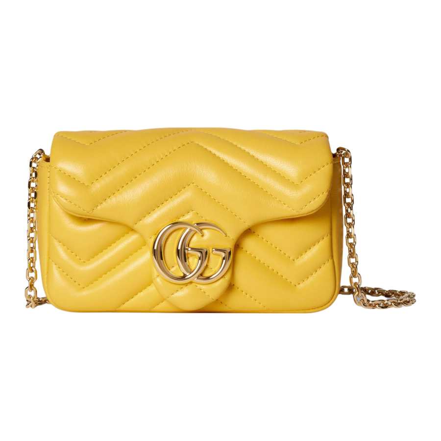 GUCCI GG Marmont Nappa Sheepskin Shoulder Bag Mini Women's Yellow