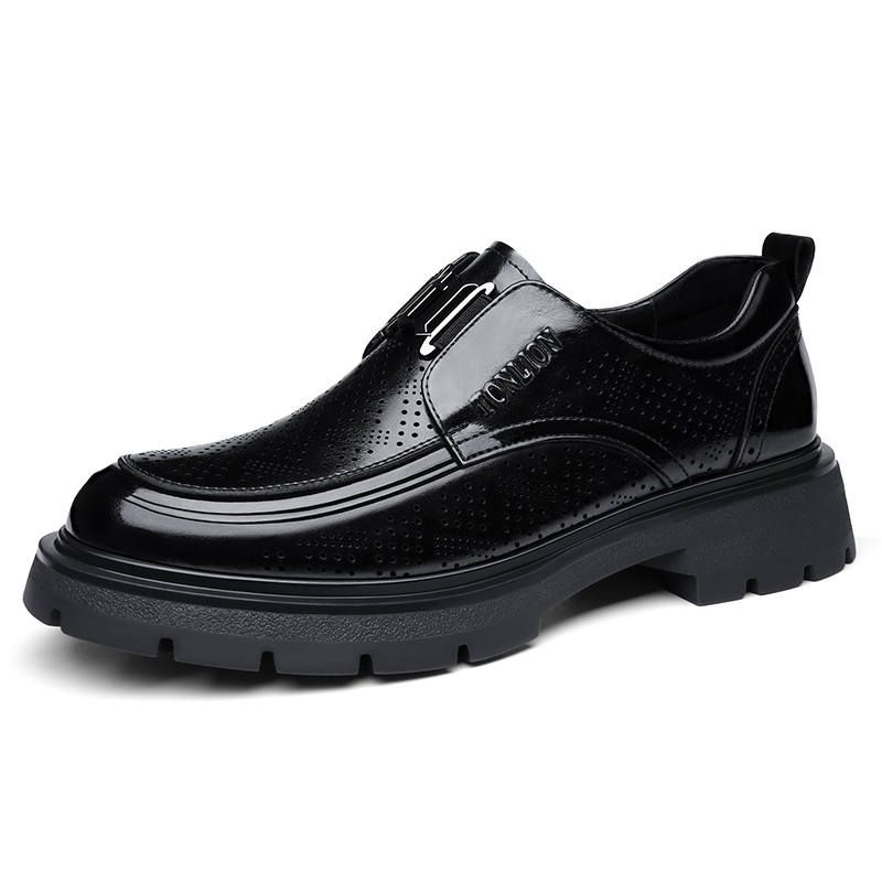 Tonlion Breathable Cut Out Genuine Leather Hidden Wedge Leather Shoes Loafers Men's