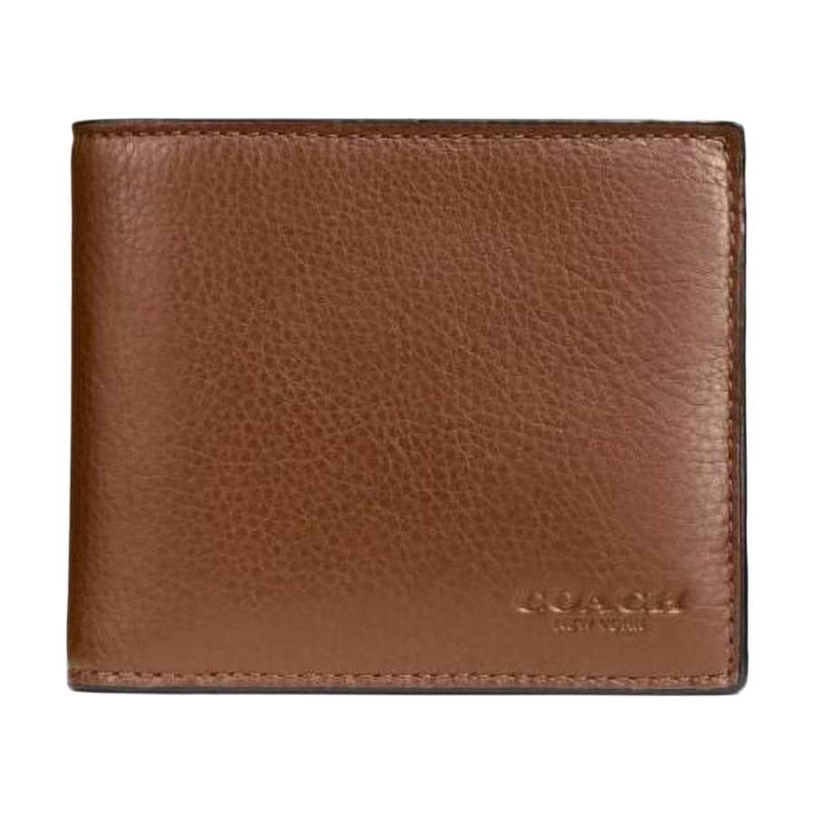 COACH 3 IN 1 Wallet Litchi Grain Cow Leather 3 in 1 Wallet Men's Dark Brown