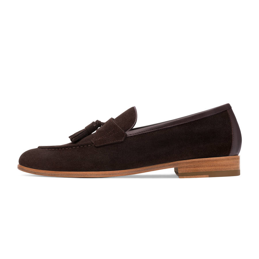 THOM WILLS British Slip on Fringe Loafers Casual Shoes Men's Dark Coffee