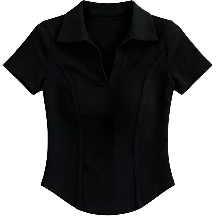 DUSHE Polo Shirts Women's Polo Collar Thin Nipped In Waist