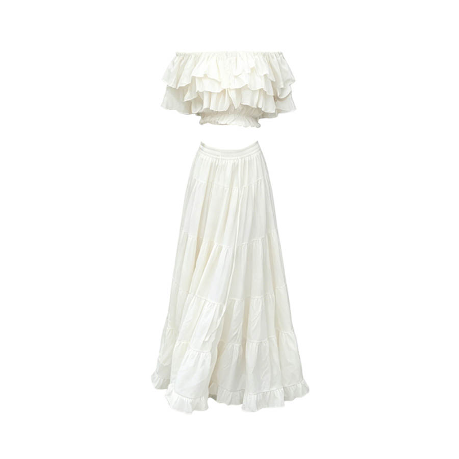 TUSHIFEI Two Piece Skirt Sets Women's Boat Neck Moderate Long