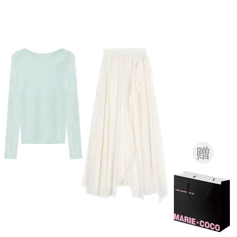 MARIE·COCO Two Piece Skirt Sets Women's Asymmetrical Collar Moderate Long