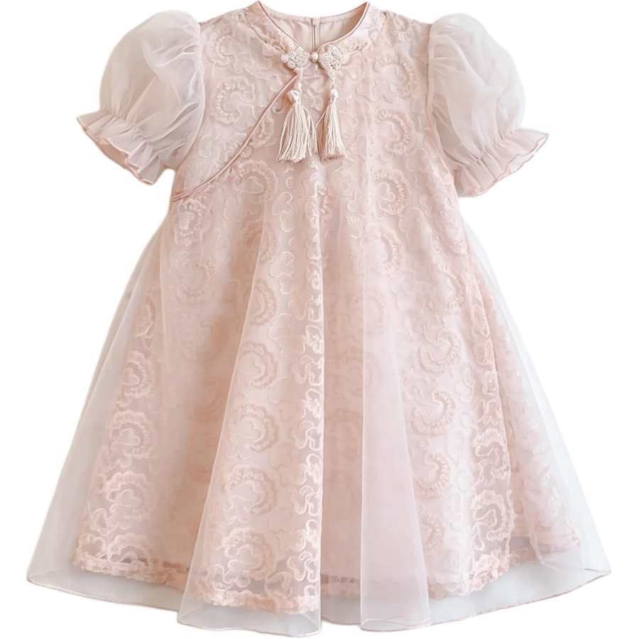 Disney Kids Dresses Stand Collar Thin Mid Length