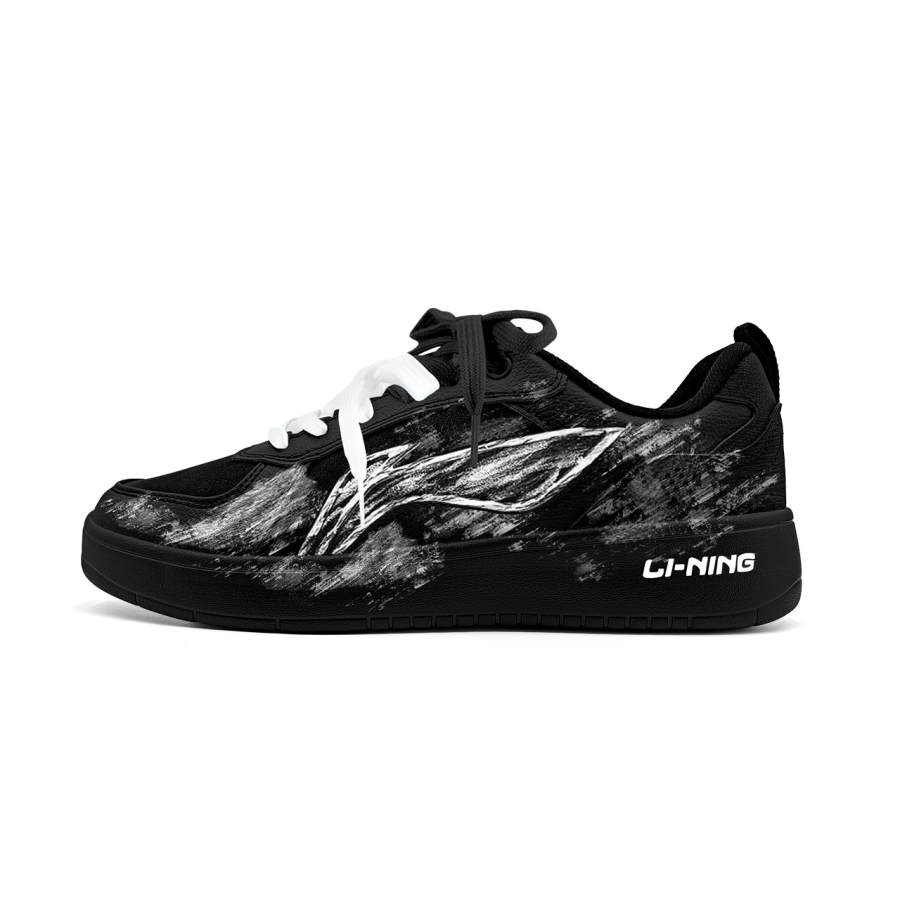 Li-Ning Li Ning Low top Skateboard Shoes Men's Black White