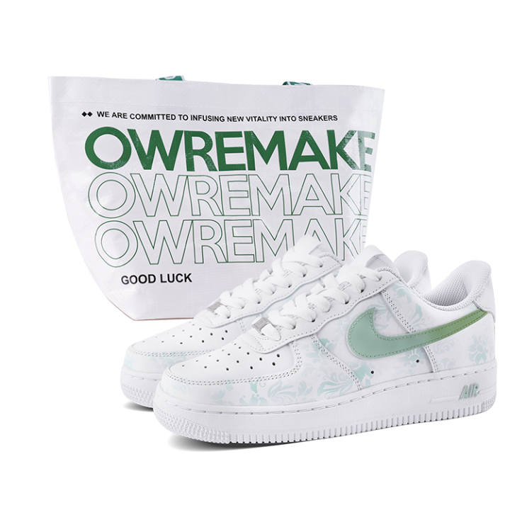 Nike Nike Air Force 1 Low top Skateboard Shoes Men's Cyan White