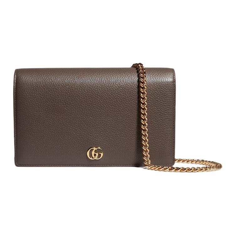 GUCCI GG Marmont Calfskin Shoulder Bag Women's Umber