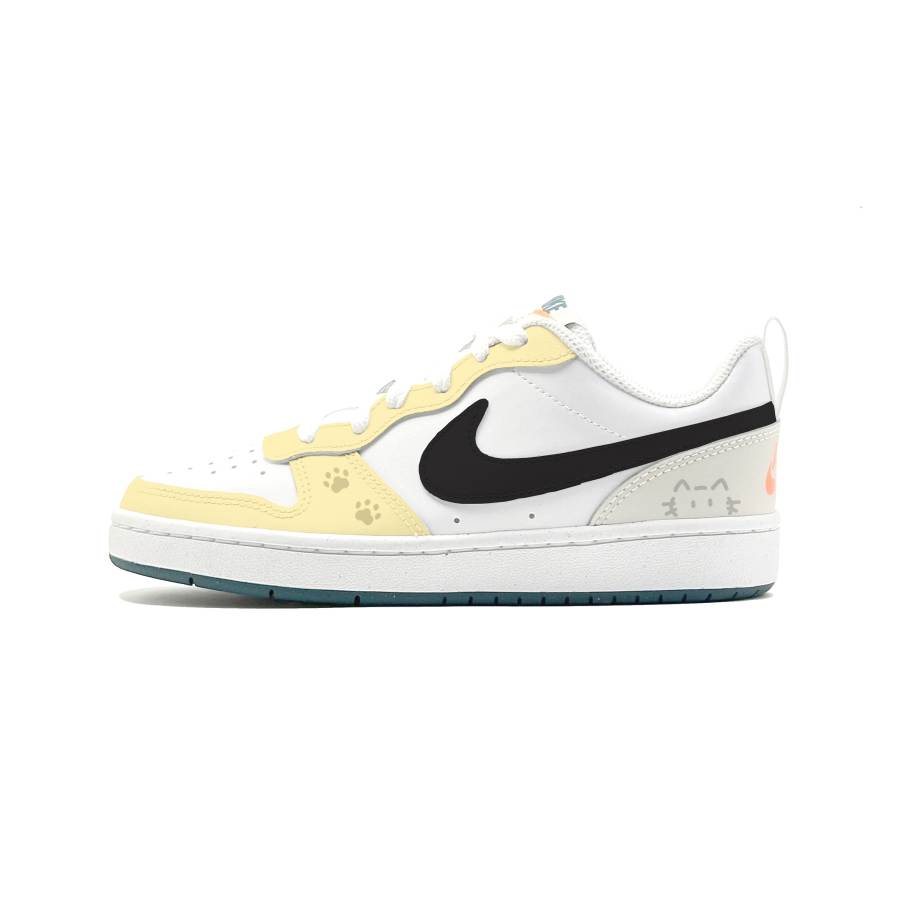 Nike Nike Court Borough 2 Cheese Cat Leather Slip Resistant Abrasion Resistant Low top Kids' Skateboarding Shoes Unisex