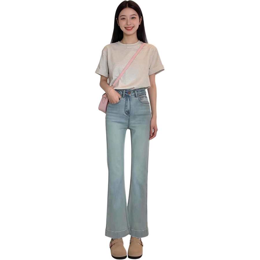 JBBCN JBBCN Jeans Women's Light Blue Moderate Flared Pants