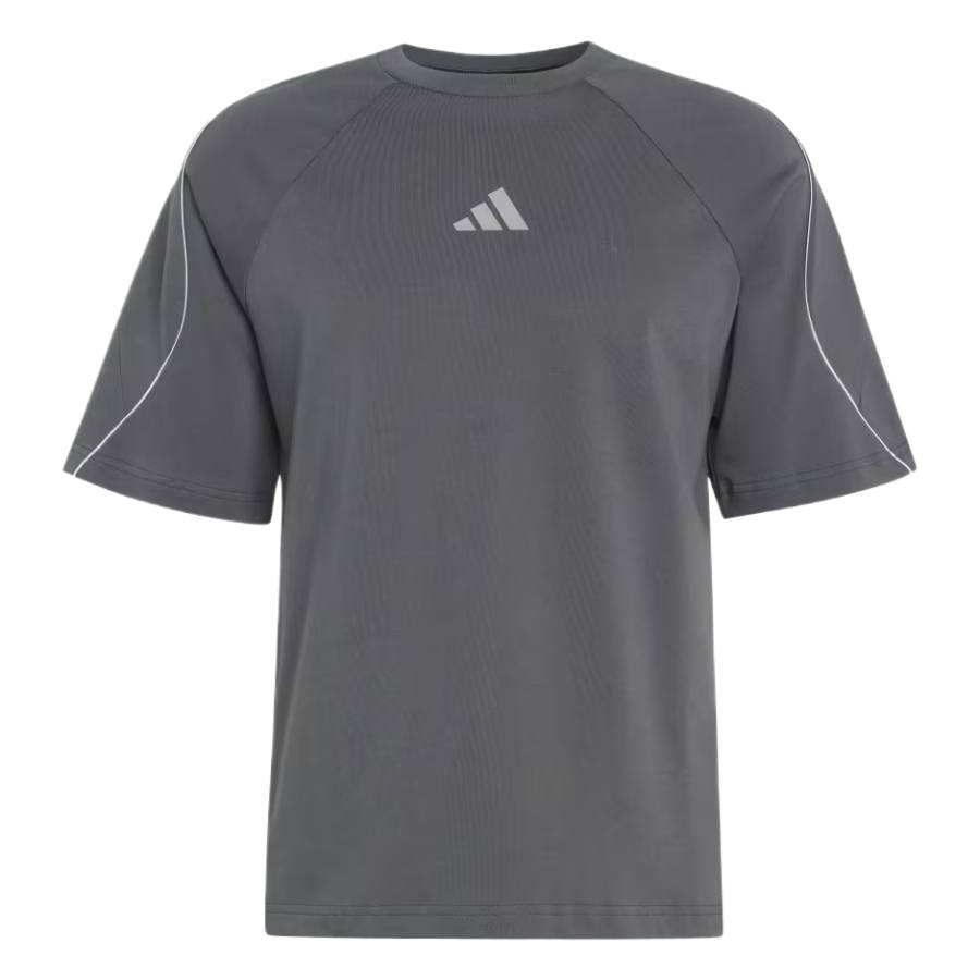 Adidas Adidas T Shirts Men's Charcoal Gray/Charcoal Gray/Fluorescent Blue Crew Neck